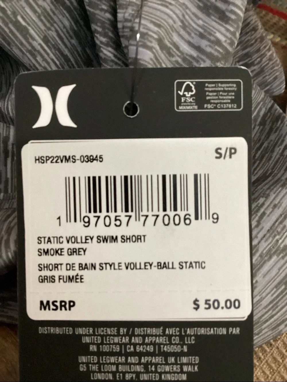 Hurley Men’s Gray Volley Swim Shorts Trunks Small NEW! Retail $50
